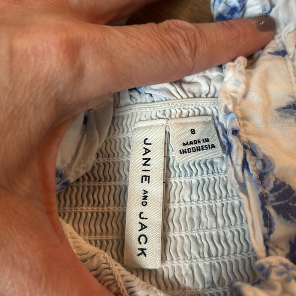 Janie and Jack size 8 white and blue dresss - Picture 2 of 3